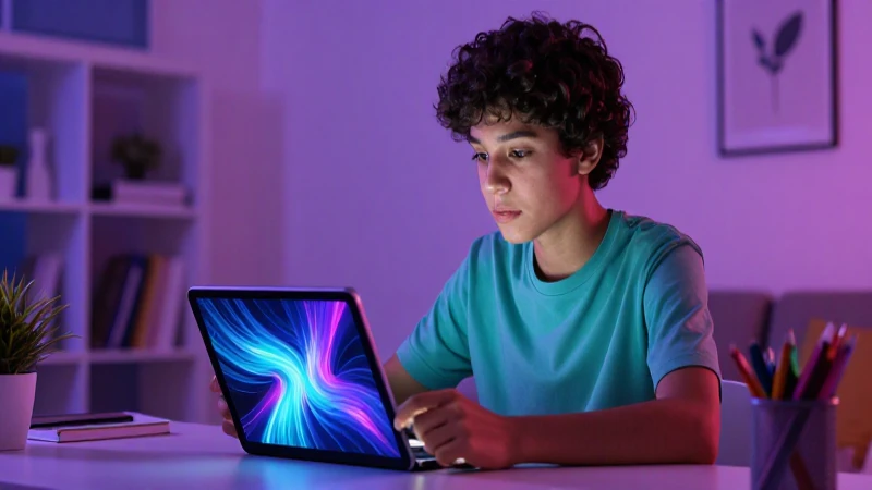 Estudiante moderno aprende con tablet digital vibrante