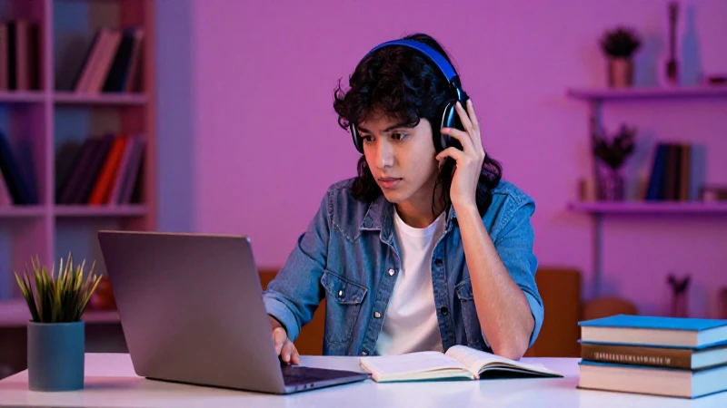 Joven mexicano estudiando con gran determinación