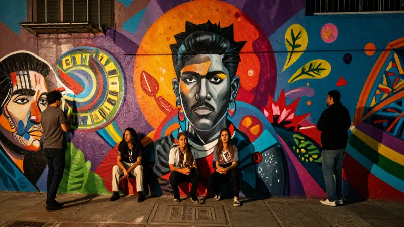Apoyar artistas emergentes con murales vibrantes
