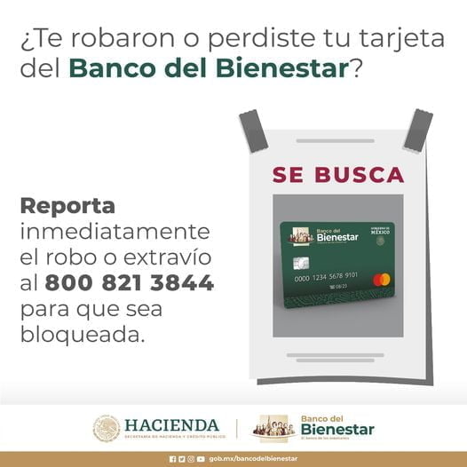 Reporte de pérdida de tarjeta de bienestar y medidas necesarias