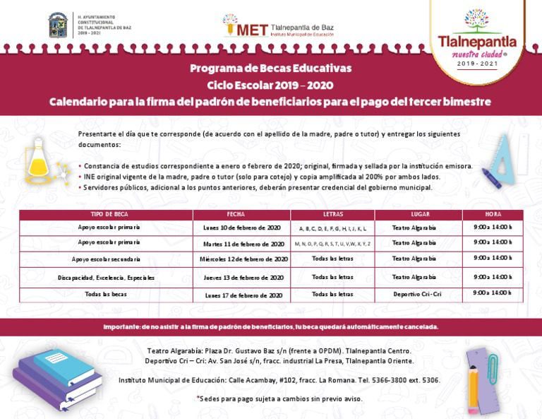 Becas primaria en Tlalnepantla: información y requisitos disponibles