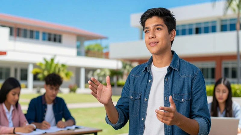 Estudiante mexicano presenta con confianza