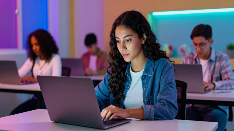 Estudiante mexicano en aula de alta tecnología