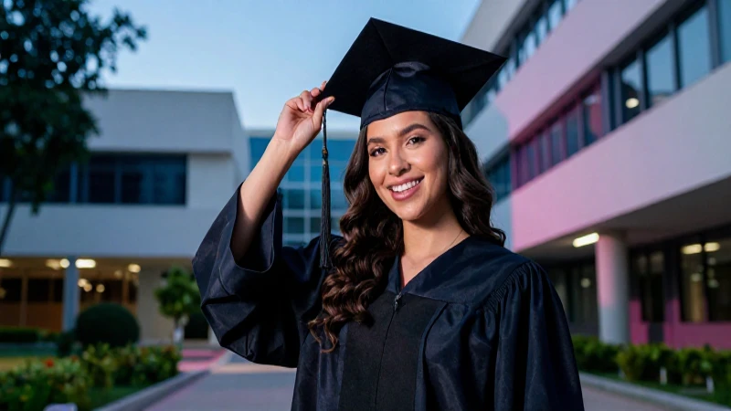 Joven mexicana exitosa en su graduación universitaria