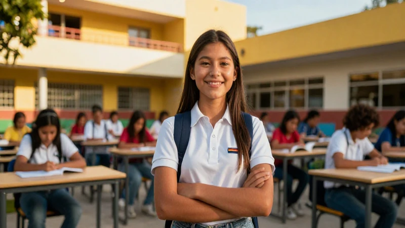 Estudiante mexicano exitoso en escuela moderna