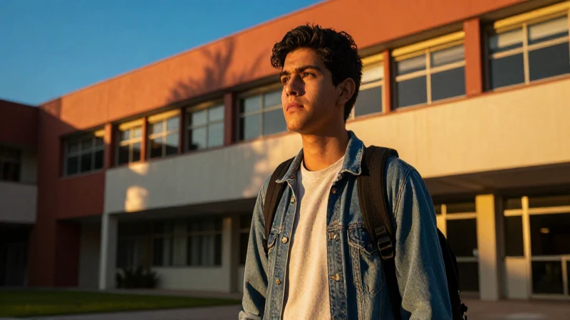 Joven estudiante mexicano en campus vibrante