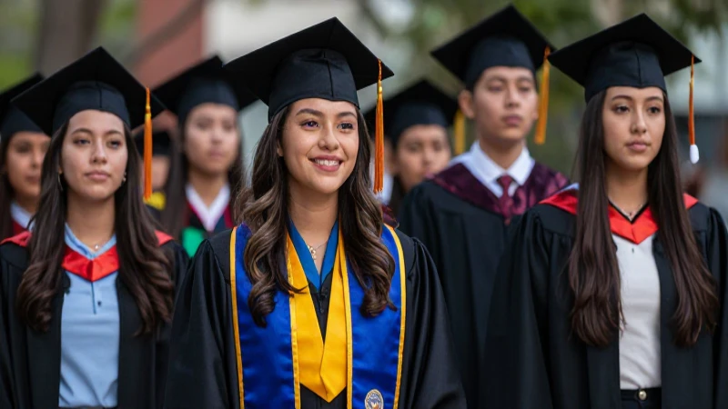 Retrato dinámico de estudiante mexicana graduándose