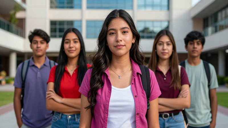 Retrato vibrante de estudiante mexicano en campus