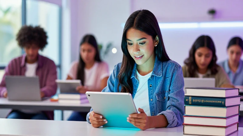 Estudiante mexicano moderno estudia en un ambiente brillante