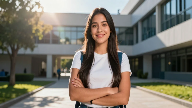Estudiante mexicano en universidad con luces dinámicas