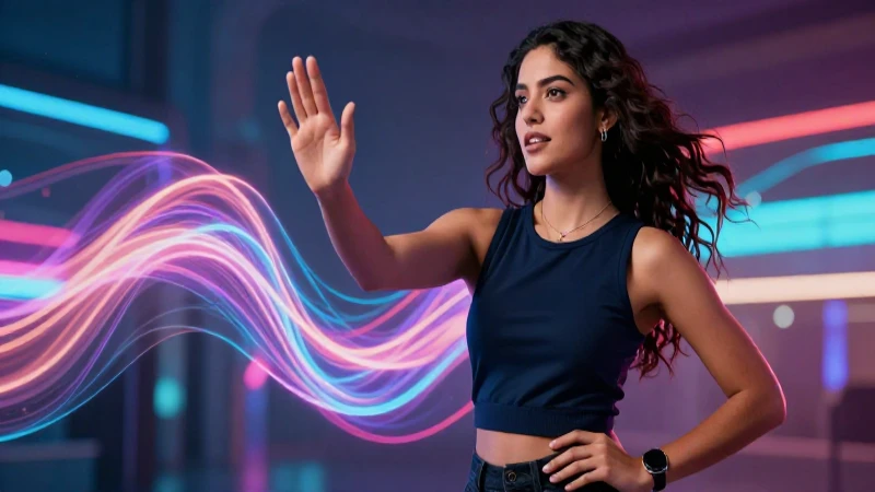 Joven mexicana futurista con luz vibrante