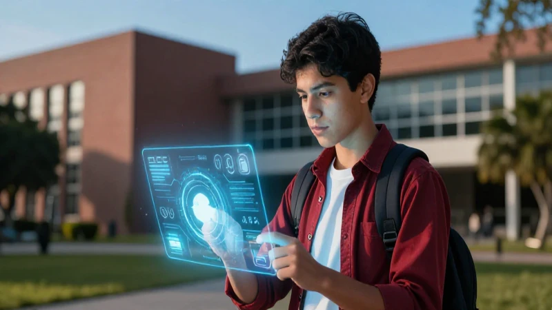 Estudiante mexicano enfocado en interfaz digital
