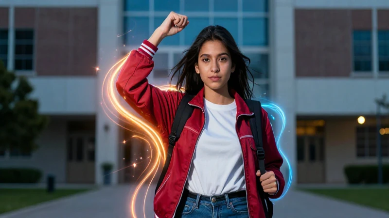 Estudiante mexicano vibrante ante su oportunidad