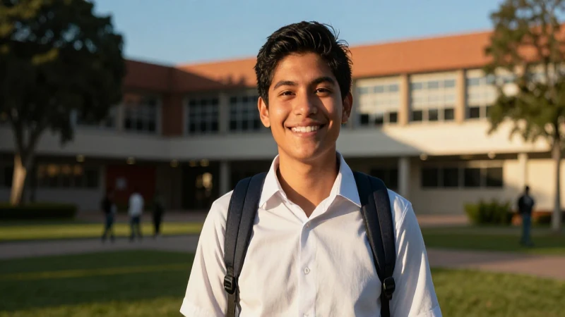 Joven estudiante en éxito universitario