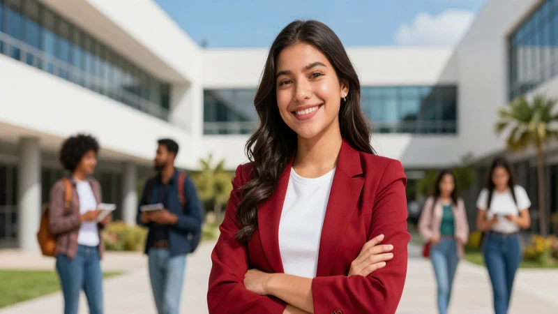 Retrato profesional de estudiante mexicana sonriente