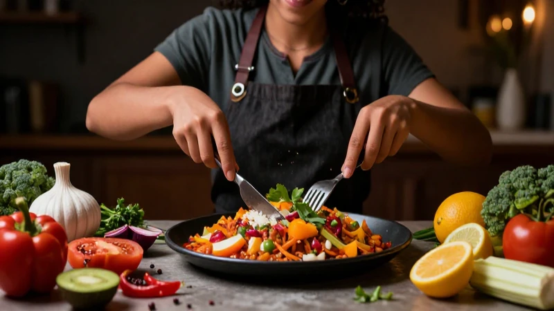 Estudiante de cocina preparando un platillo mexicano profesional