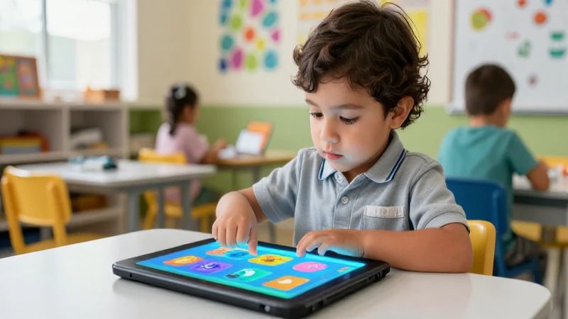 Niño mexicano aprende con tablet educativa