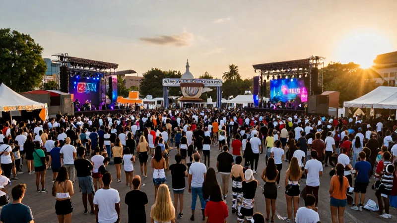 Festival cultural vibrante en plaza