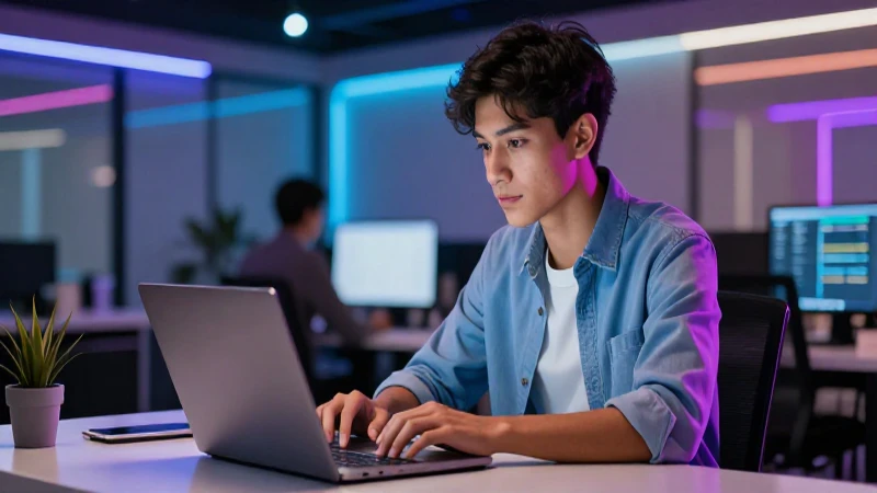 Experiencia profesional y tecnología en oficina moderna
