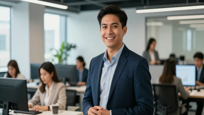 Profesional motivado en ambiente corporativo moderno