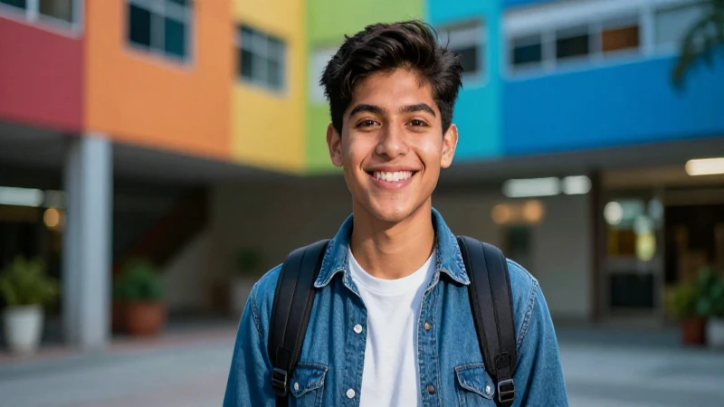 Joven mexicano sonriente logra éxitos académicos universitarios