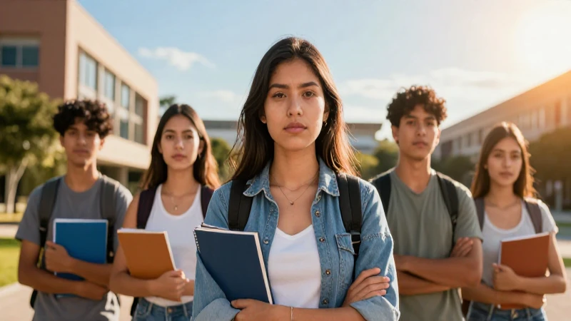 Joven mexicana determinada en campus moderno