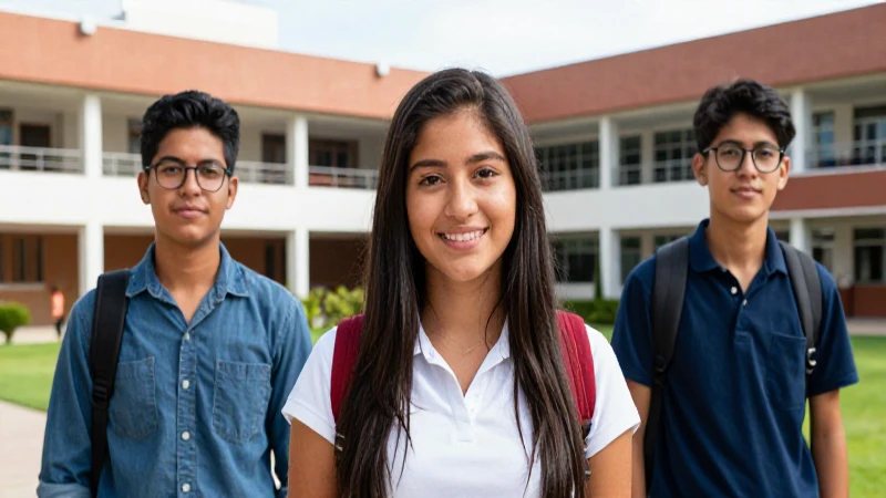 Estudiantes mexicanos atractivos en campus moderno