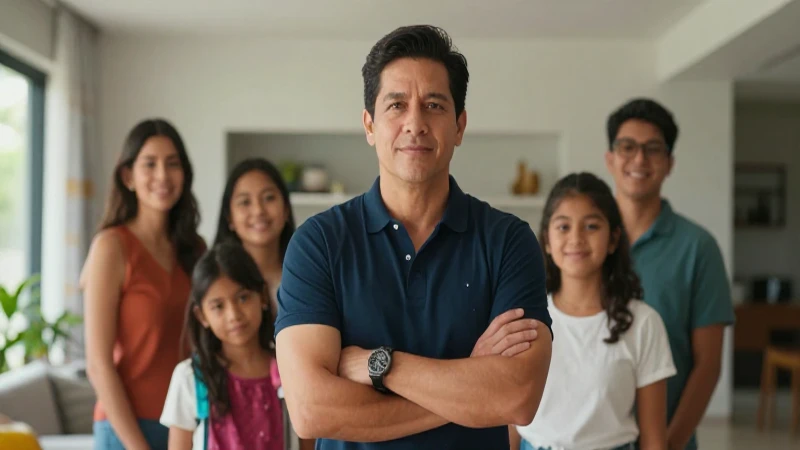 Foto cinematográfica de familia mexicana moderna