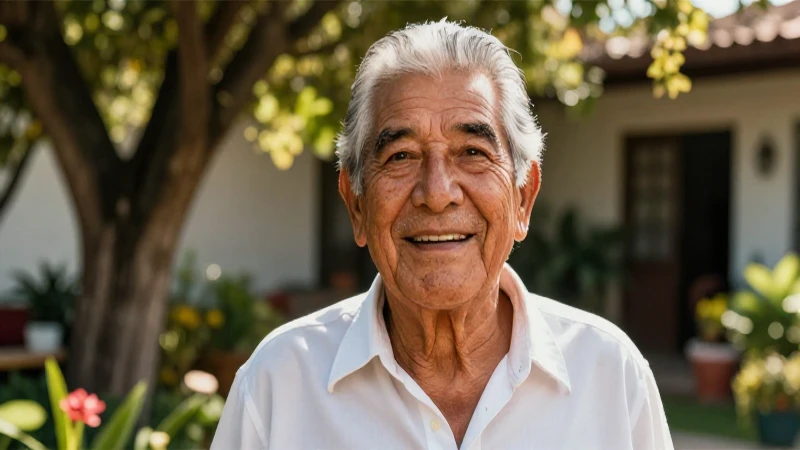 Retrato vibrante de hombre mexicano feliz al sol
