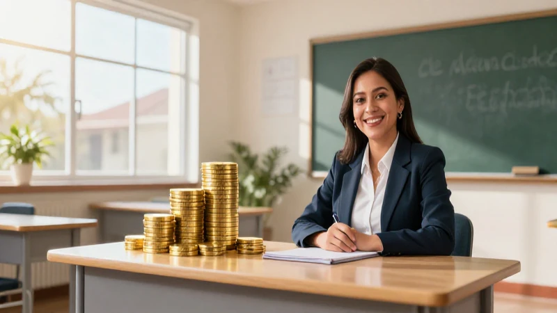 Maestra mexicana feliz con ahorros brillantes