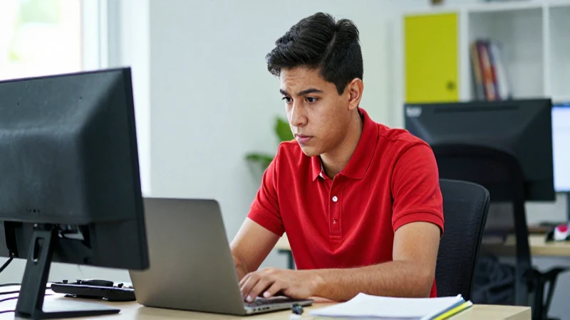 Joven mexicano enfocado en espacio moderno