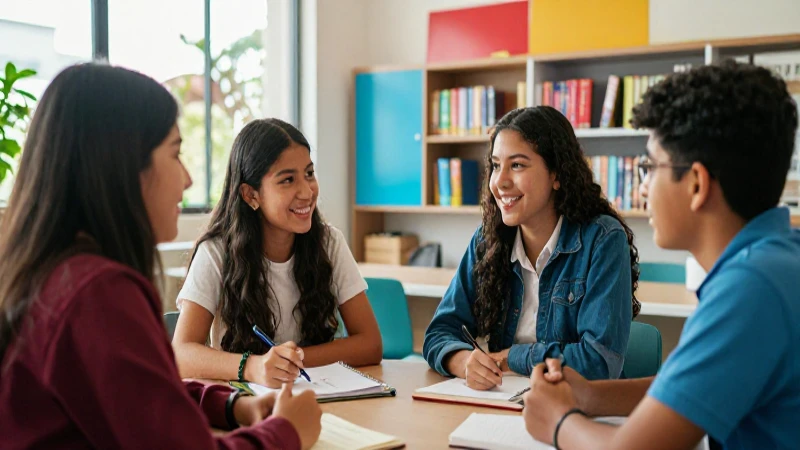Estudiantes mexicanos colaborando en campus moderno