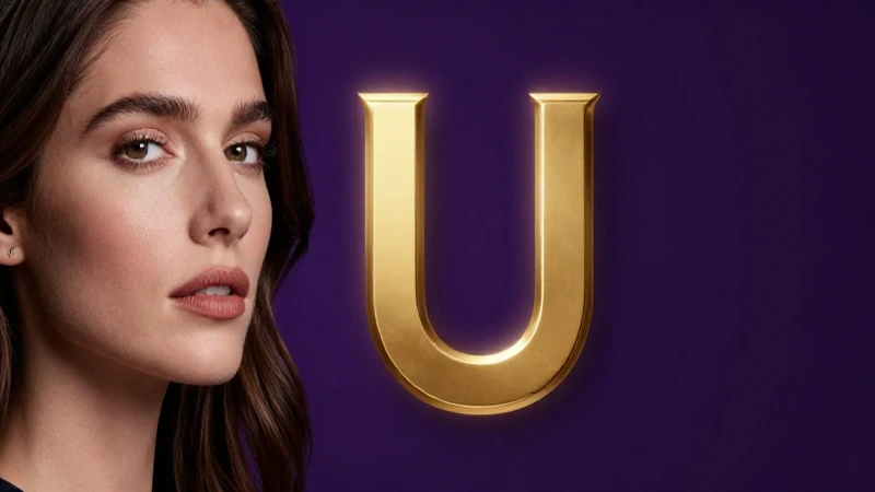 Imagen de mujer elegante y letra U dorada