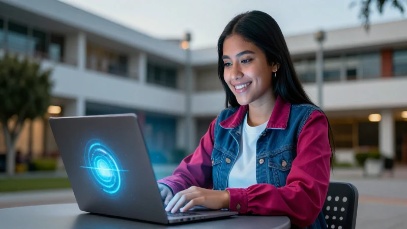 Estudiante mexicano brillante en entorno moderno