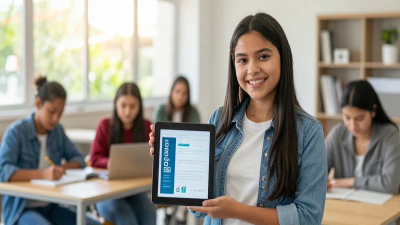 Estudiante mexicana estudiando en campus universitario