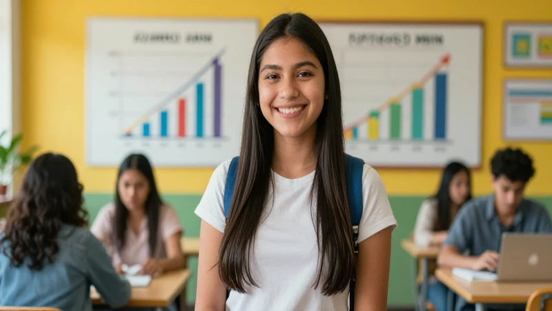 Estudiante mexicano soñando con futuro en campus brillante
