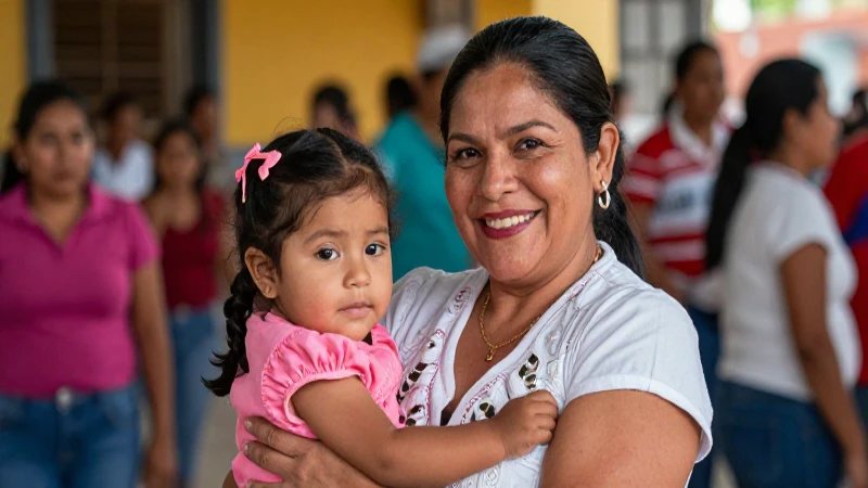 Madre mexicana sonríe con orgullo y apoya a su hijo