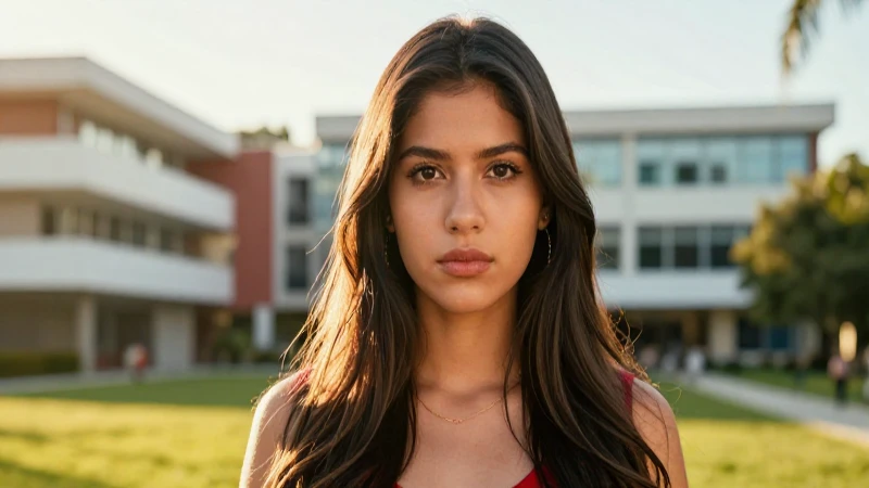 Joven mexicana atractiva, determinación bajo luz dorada