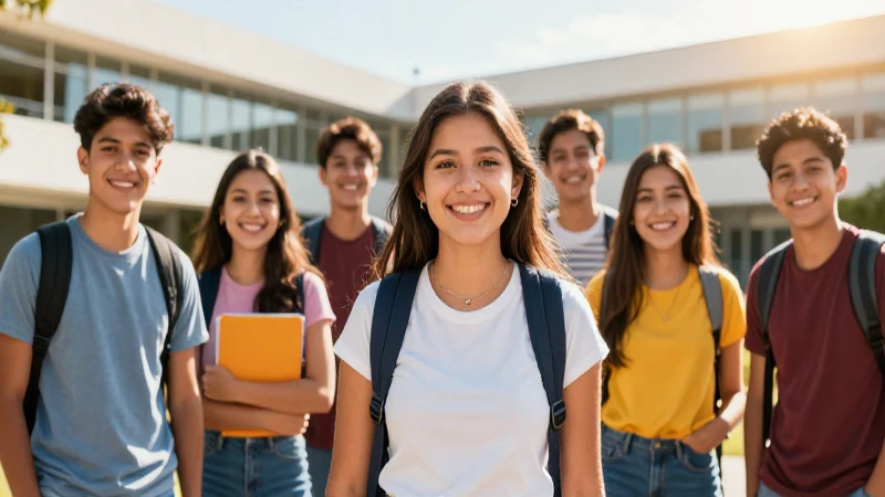 Estudiantes mexicanos sonríen en el campus moderno al atardecer