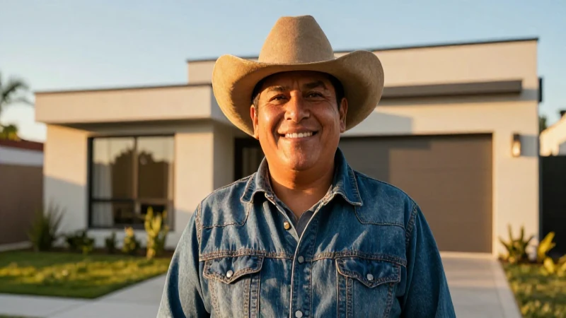 Retrato feliz de trabajador mexicano y hogar moderno
