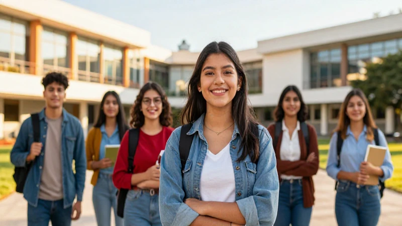 Estudiantes mexicanos en campus universitario moderno