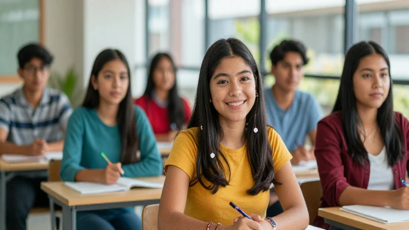 Estudiantes mexicanos en campus modernos y brillantes