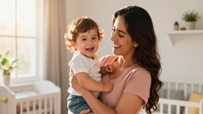 Madre mexicana feliz con su hijo en la luz del sol