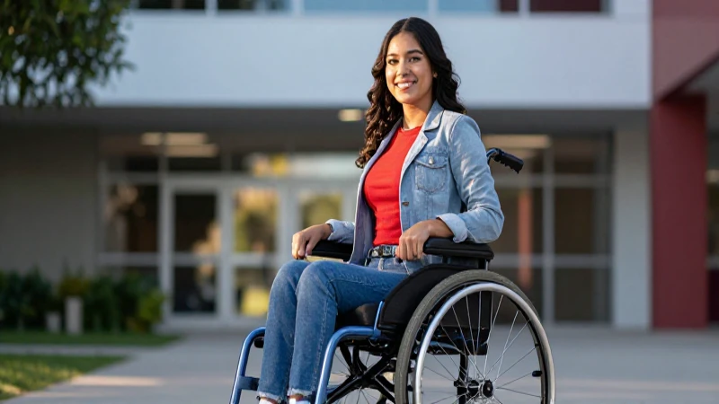 Joven mexicano sonriendo en silla de ruedas