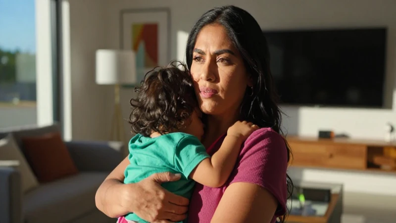 Madre mexicana resiliente abraza a su hijo