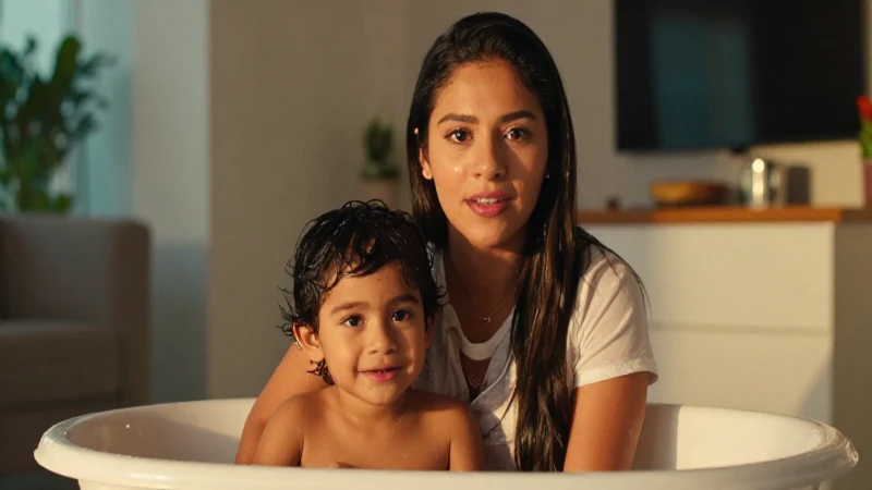 Madre mexicana sonriente y su hijo en luz cálida