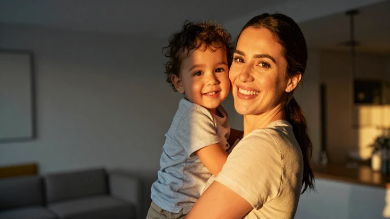 Retrato profesional de madre y niño