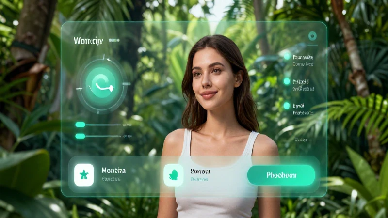 Joven atractiva en un fondo tropical vibrante