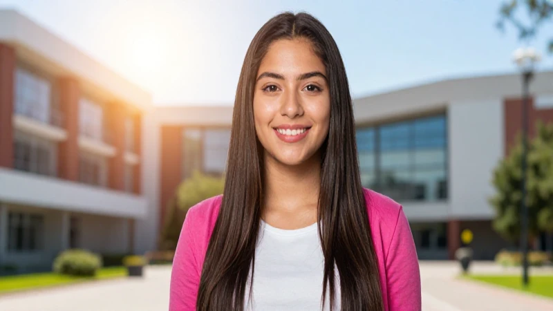 Estudiante mexicana en campus, futuro brillante