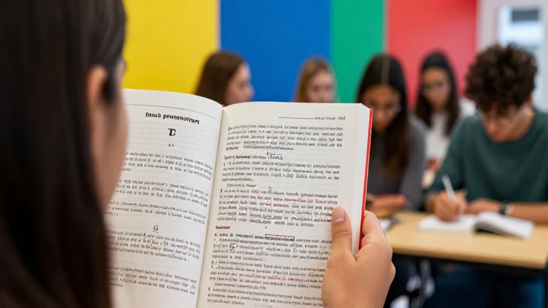 Estudiante francés estudiando pronunciación con libro